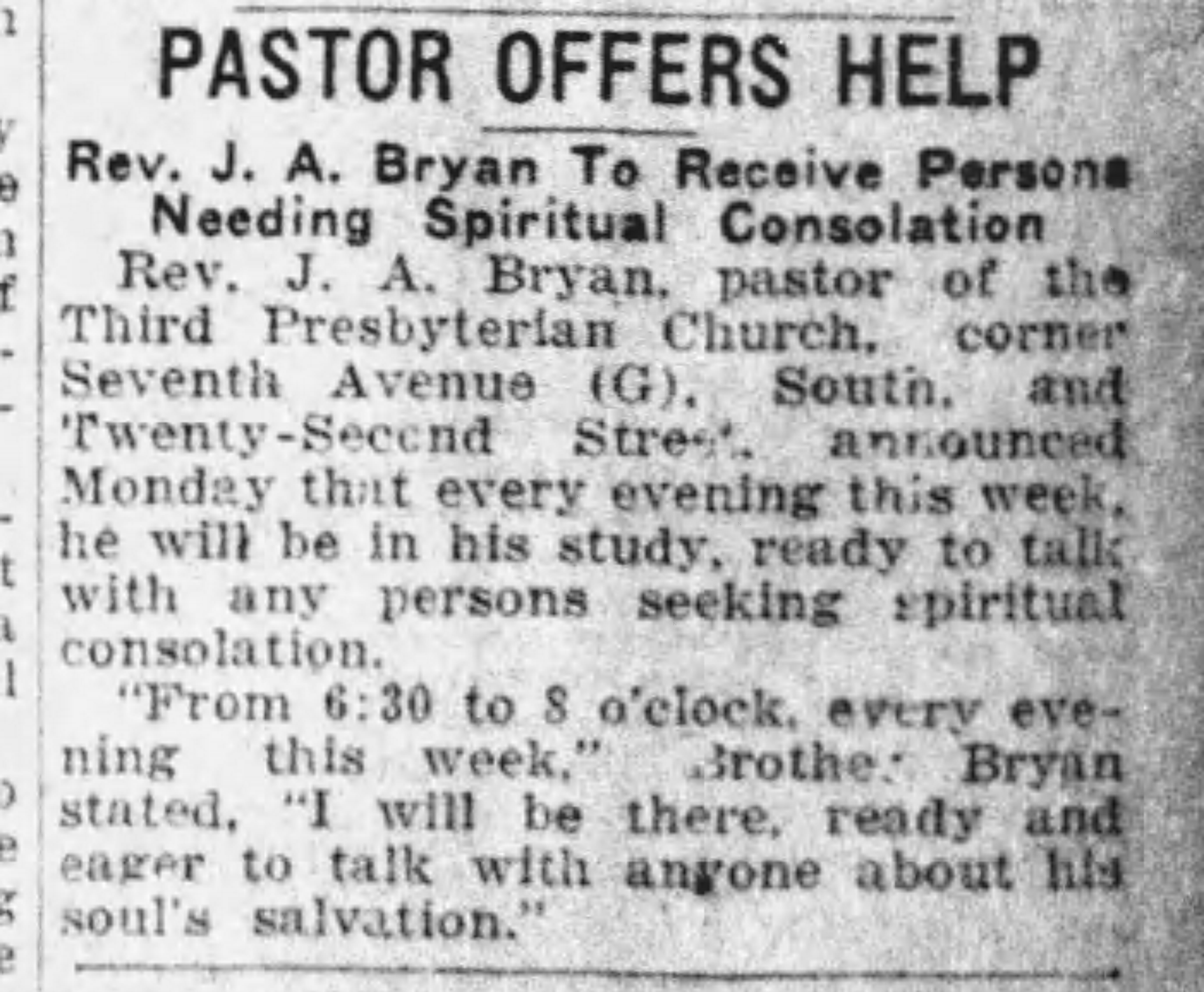 Pastor Offers Help